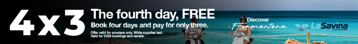 4x3 on scooters: the fourth day is free. Book four days and pay for three.